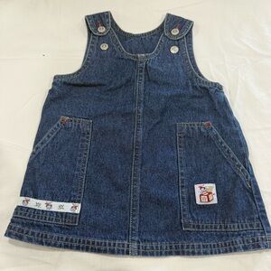 Y2K Faded Glory Kids Blue Denim Overall Dress Size 6-9 Months